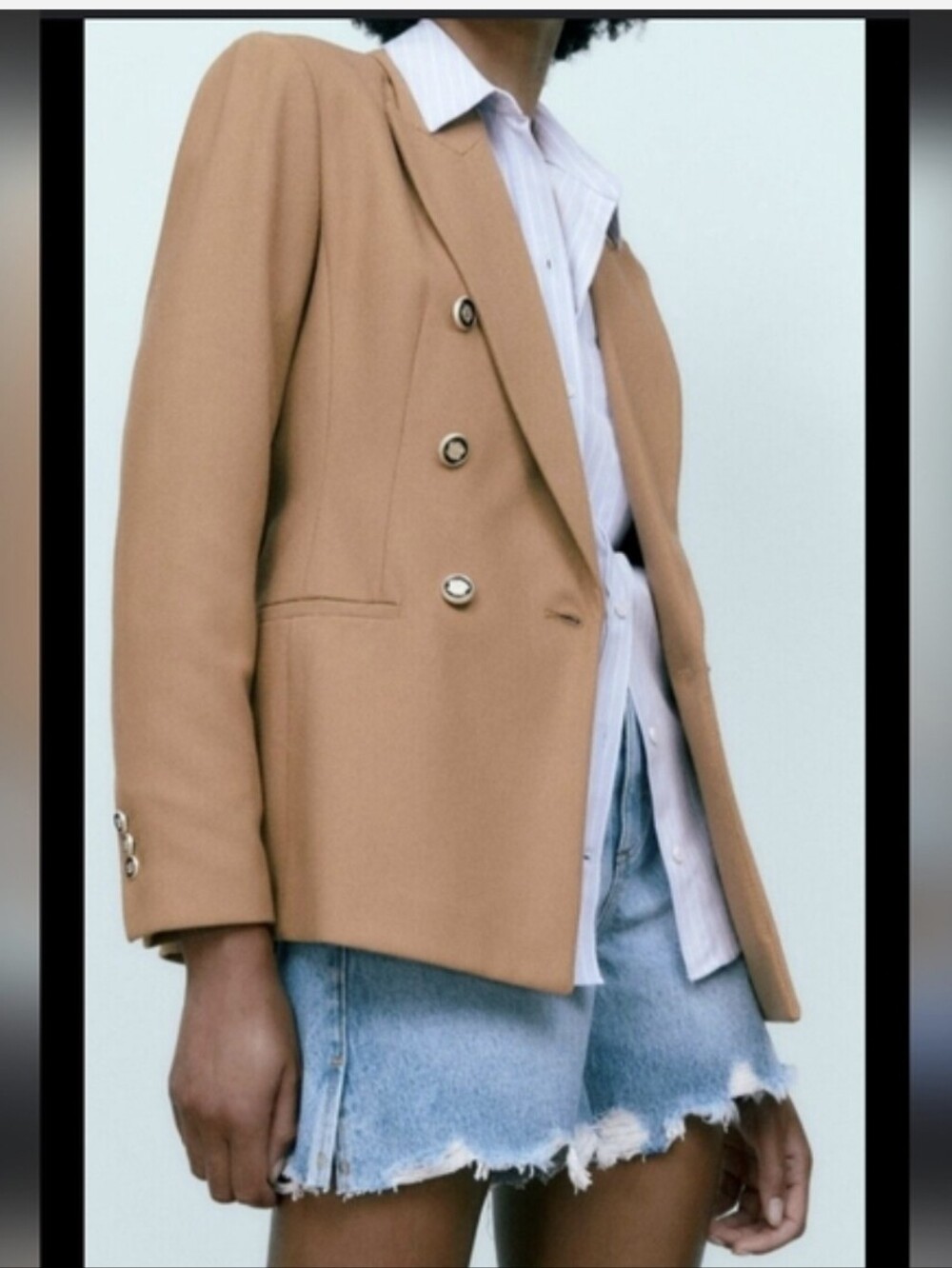 Zara Double-Breasted Tailored Suit Blazer